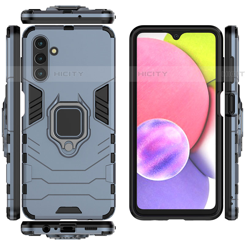 Custodia Silicone e Plastica Opaca Cover con Magnetico Anello Supporto S01 per Samsung Galaxy A04s