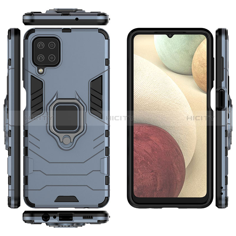 Custodia Silicone e Plastica Opaca Cover con Magnetico Anello Supporto S01 per Samsung Galaxy A12 Nacho