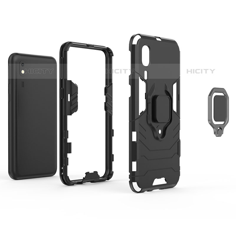 Custodia Silicone e Plastica Opaca Cover con Magnetico Anello Supporto S01 per Samsung Galaxy A2 Core A260F A260G