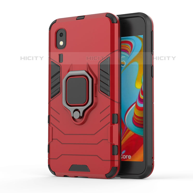 Custodia Silicone e Plastica Opaca Cover con Magnetico Anello Supporto S01 per Samsung Galaxy A2 Core A260F A260G Rosso