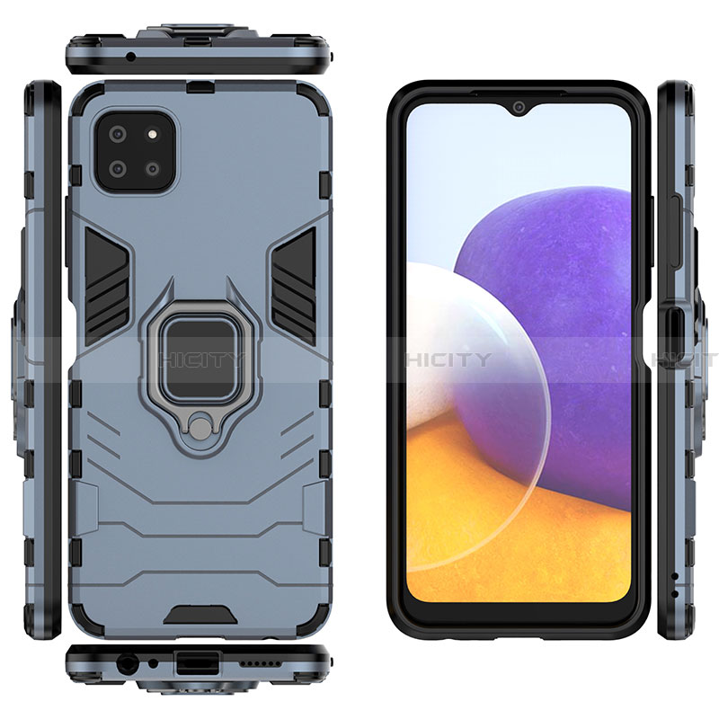 Custodia Silicone e Plastica Opaca Cover con Magnetico Anello Supporto S01 per Samsung Galaxy A22 5G