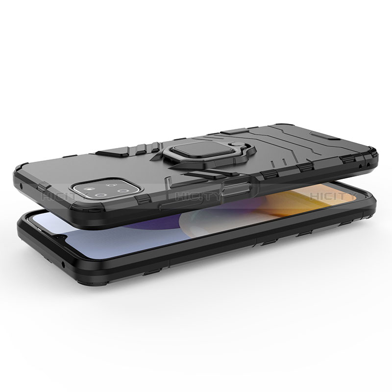 Custodia Silicone e Plastica Opaca Cover con Magnetico Anello Supporto S01 per Samsung Galaxy A22s 5G