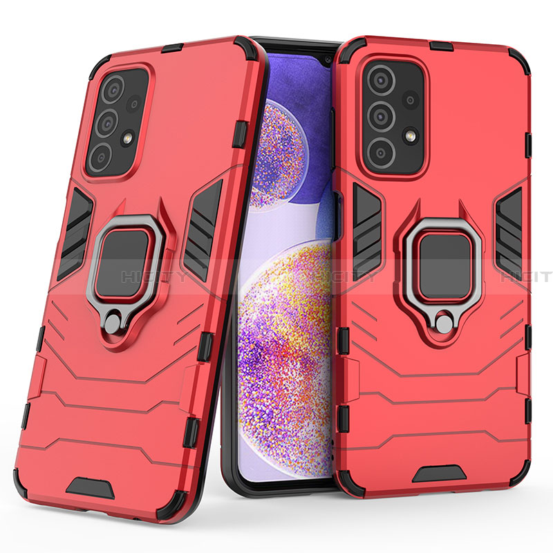 Custodia Silicone e Plastica Opaca Cover con Magnetico Anello Supporto S01 per Samsung Galaxy A23 4G