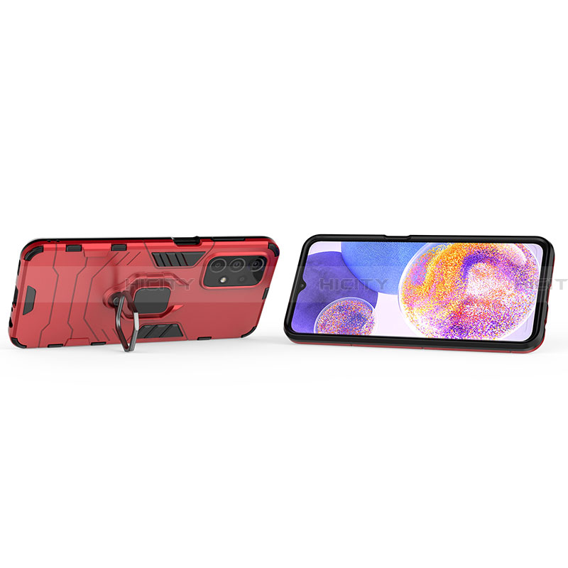 Custodia Silicone e Plastica Opaca Cover con Magnetico Anello Supporto S01 per Samsung Galaxy A23 4G