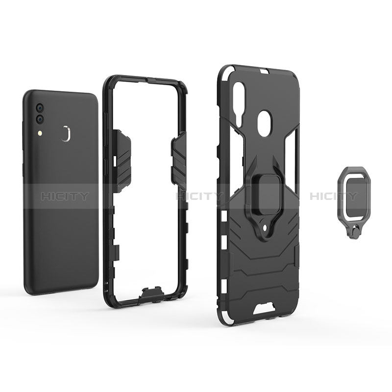 Custodia Silicone e Plastica Opaca Cover con Magnetico Anello Supporto S01 per Samsung Galaxy A30