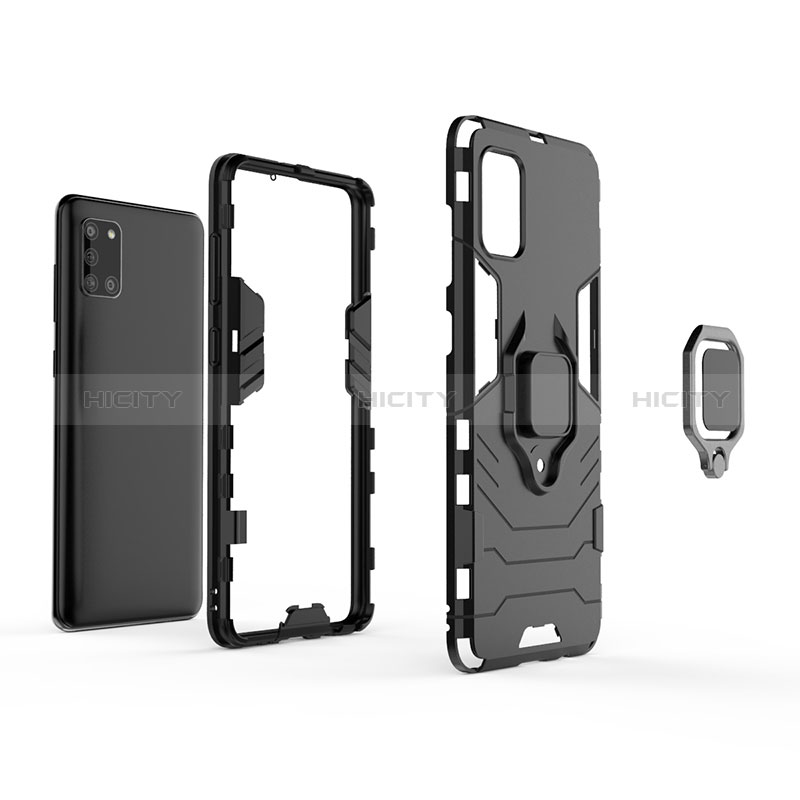 Custodia Silicone e Plastica Opaca Cover con Magnetico Anello Supporto S01 per Samsung Galaxy A31