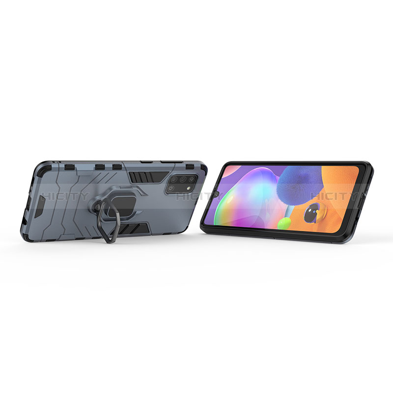 Custodia Silicone e Plastica Opaca Cover con Magnetico Anello Supporto S01 per Samsung Galaxy A31