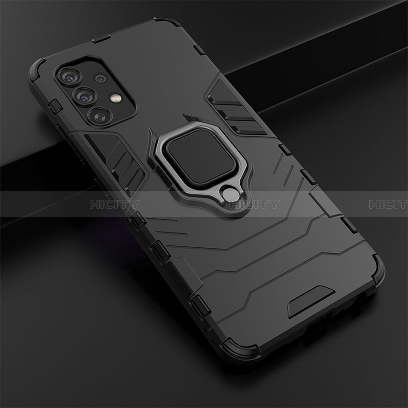 Custodia Silicone e Plastica Opaca Cover con Magnetico Anello Supporto S01 per Samsung Galaxy A32 4G