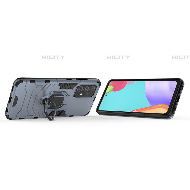 Custodia Silicone e Plastica Opaca Cover con Magnetico Anello Supporto S01 per Samsung Galaxy A52 4G