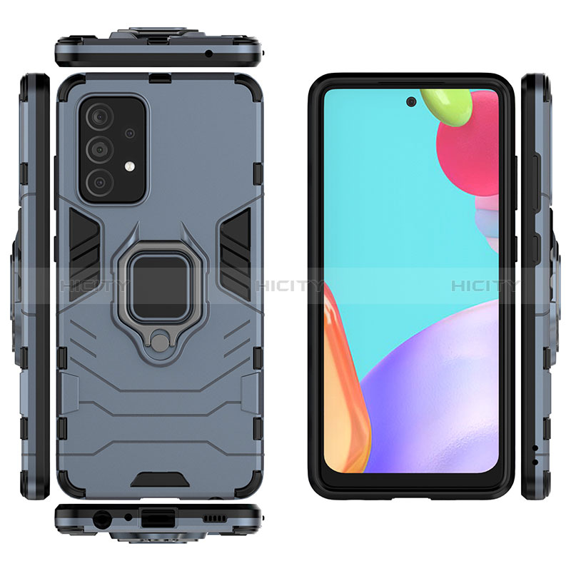 Custodia Silicone e Plastica Opaca Cover con Magnetico Anello Supporto S01 per Samsung Galaxy A52s 5G