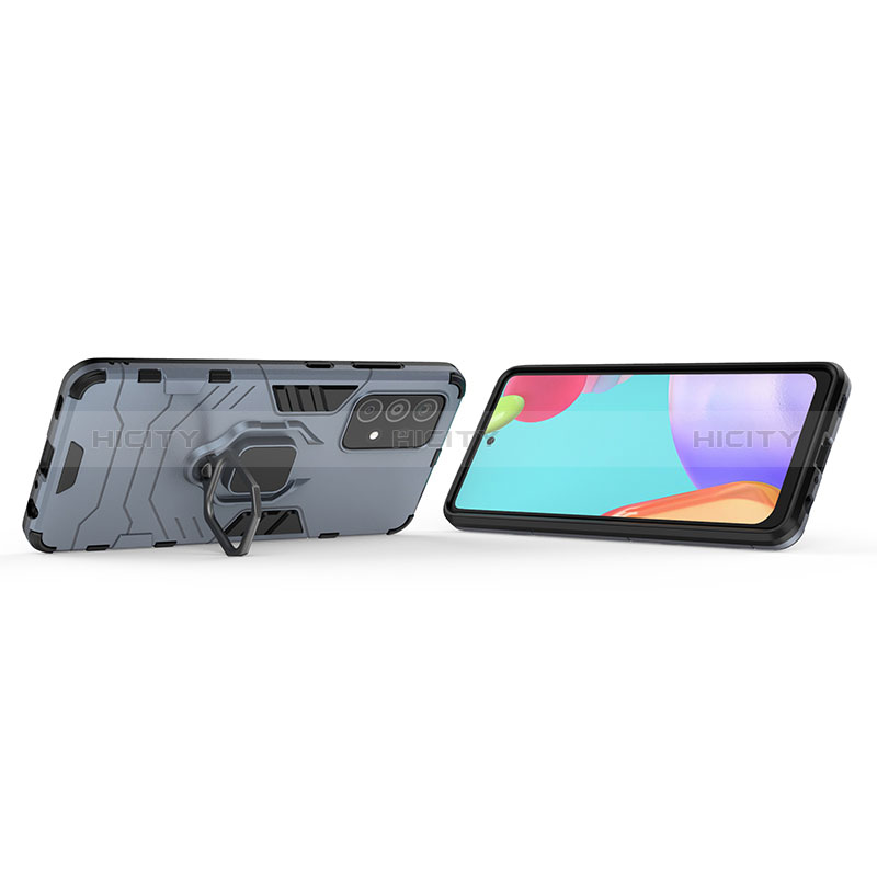 Custodia Silicone e Plastica Opaca Cover con Magnetico Anello Supporto S01 per Samsung Galaxy A52s 5G