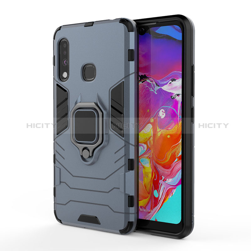 Custodia Silicone e Plastica Opaca Cover con Magnetico Anello Supporto S01 per Samsung Galaxy A70E