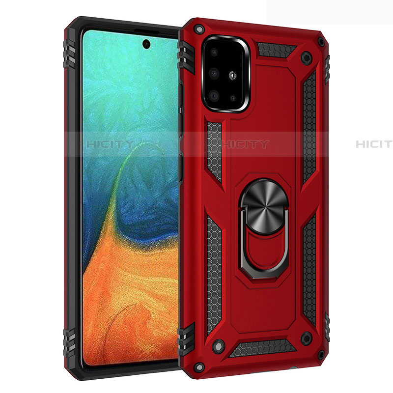 Custodia Silicone e Plastica Opaca Cover con Magnetico Anello Supporto S01 per Samsung Galaxy A71 5G