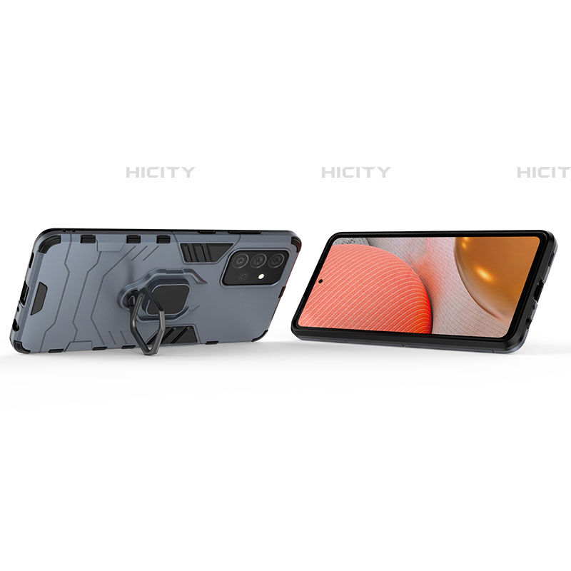 Custodia Silicone e Plastica Opaca Cover con Magnetico Anello Supporto S01 per Samsung Galaxy A72 4G