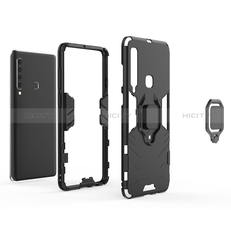 Custodia Silicone e Plastica Opaca Cover con Magnetico Anello Supporto S01 per Samsung Galaxy A9 Star Pro