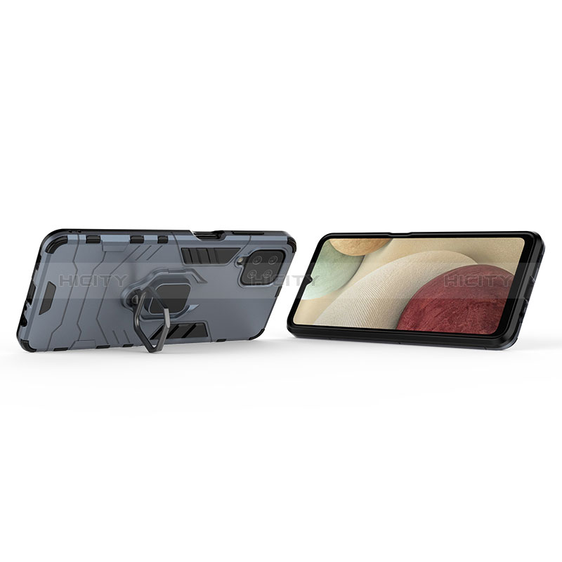 Custodia Silicone e Plastica Opaca Cover con Magnetico Anello Supporto S01 per Samsung Galaxy F12