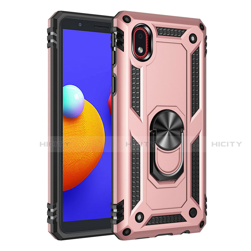 Custodia Silicone e Plastica Opaca Cover con Magnetico Anello Supporto S01 per Samsung Galaxy M01 Core