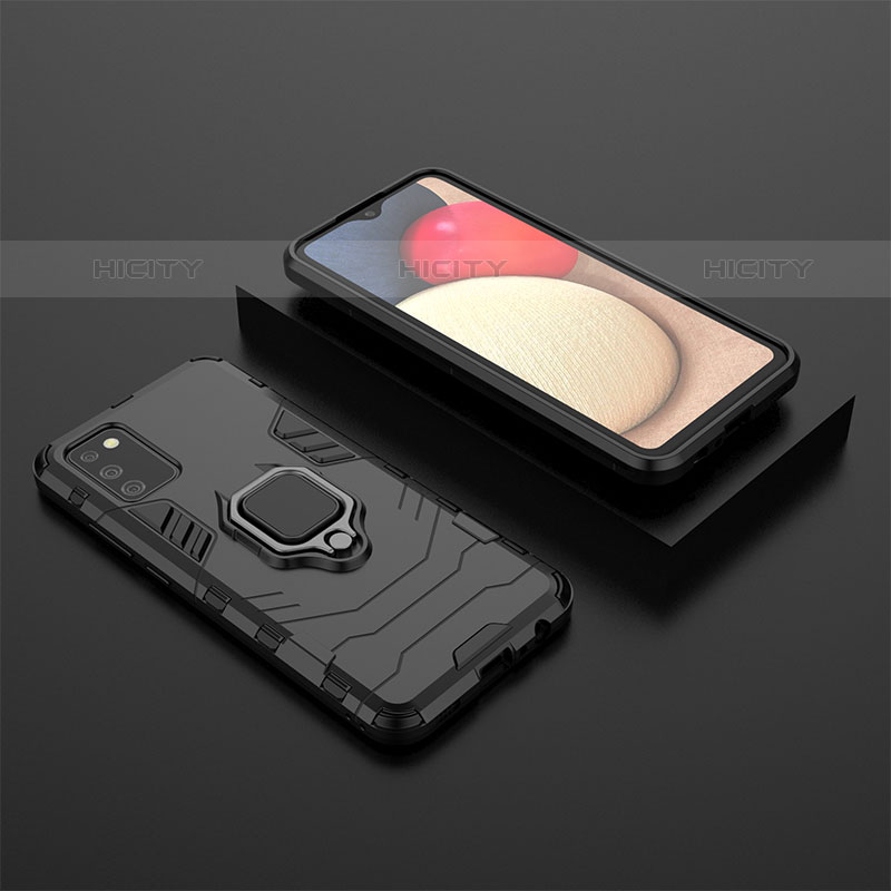 Custodia Silicone e Plastica Opaca Cover con Magnetico Anello Supporto S01 per Samsung Galaxy M02s