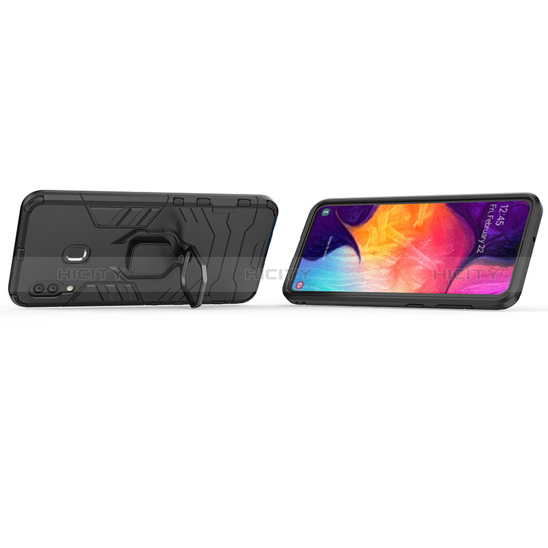 Custodia Silicone e Plastica Opaca Cover con Magnetico Anello Supporto S01 per Samsung Galaxy M10S