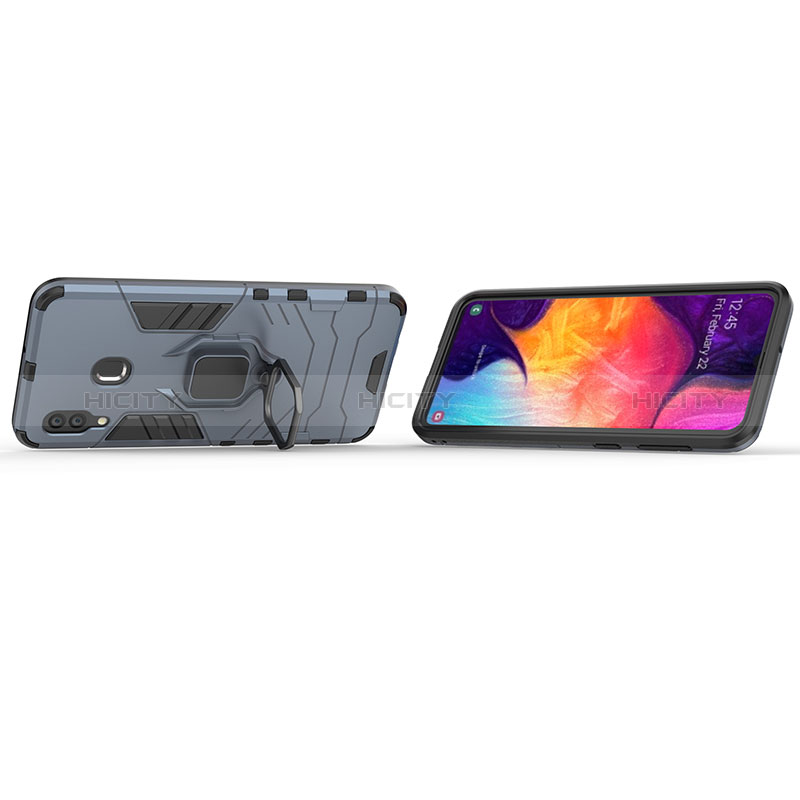 Custodia Silicone e Plastica Opaca Cover con Magnetico Anello Supporto S01 per Samsung Galaxy M10S