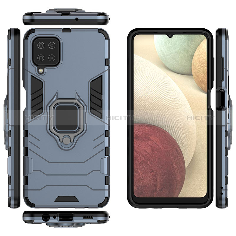 Custodia Silicone e Plastica Opaca Cover con Magnetico Anello Supporto S01 per Samsung Galaxy M12