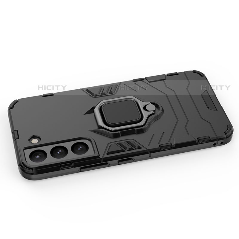 Custodia Silicone e Plastica Opaca Cover con Magnetico Anello Supporto S01 per Samsung Galaxy S21 FE 5G