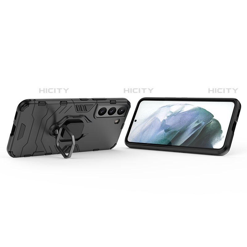 Custodia Silicone e Plastica Opaca Cover con Magnetico Anello Supporto S01 per Samsung Galaxy S21 FE 5G