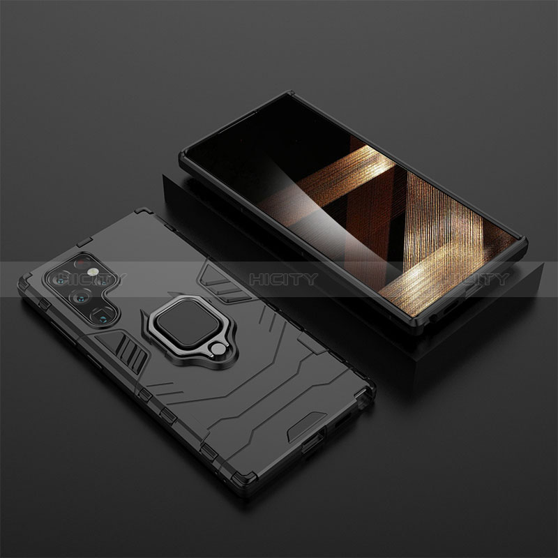 Custodia Silicone e Plastica Opaca Cover con Magnetico Anello Supporto S01 per Samsung Galaxy S24 Ultra 5G