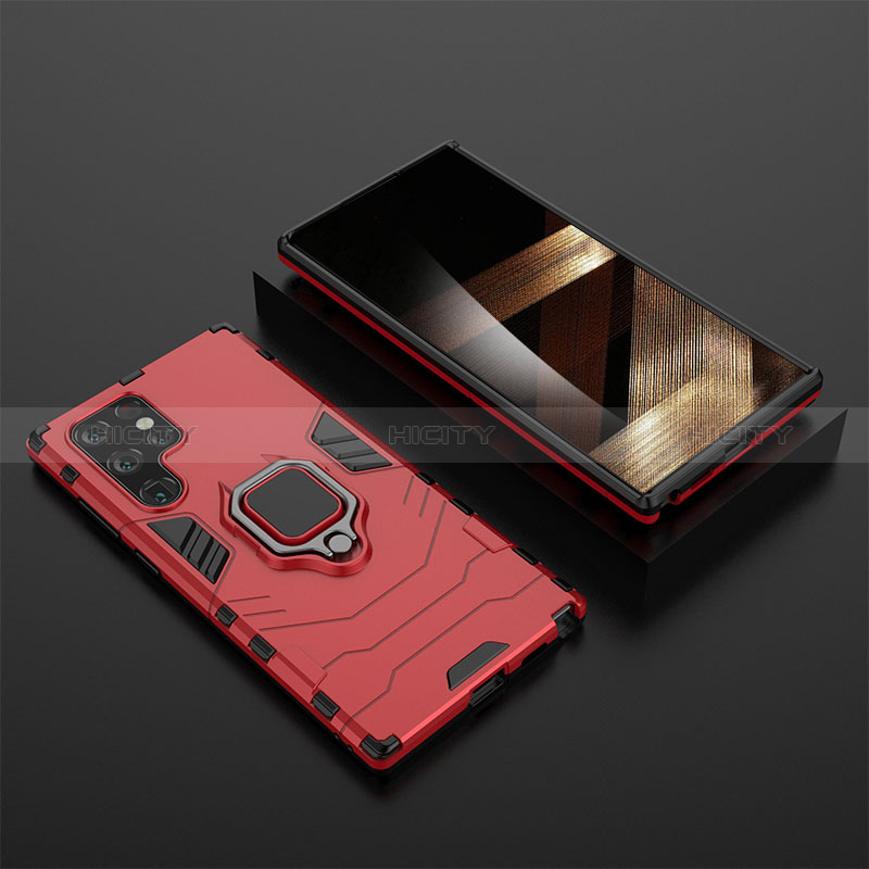 Custodia Silicone e Plastica Opaca Cover con Magnetico Anello Supporto S01 per Samsung Galaxy S24 Ultra 5G