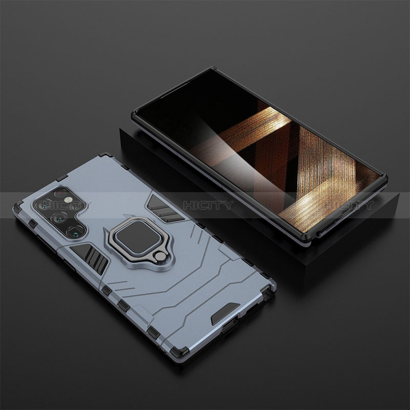 Custodia Silicone e Plastica Opaca Cover con Magnetico Anello Supporto S01 per Samsung Galaxy S24 Ultra 5G