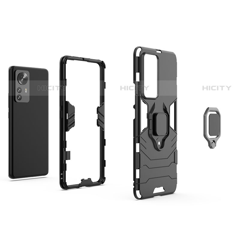 Custodia Silicone e Plastica Opaca Cover con Magnetico Anello Supporto S01 per Xiaomi Mi 12S 5G