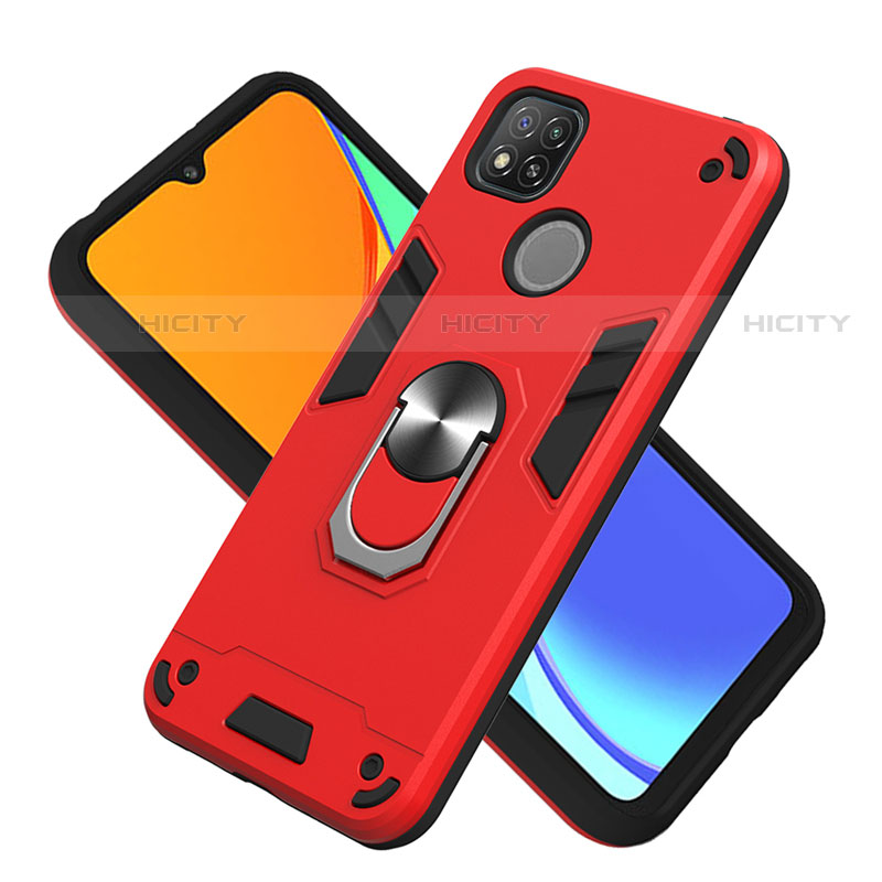 Custodia Silicone e Plastica Opaca Cover con Magnetico Anello Supporto S01 per Xiaomi Redmi 9 India