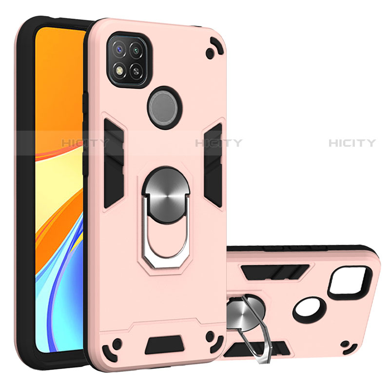 Custodia Silicone e Plastica Opaca Cover con Magnetico Anello Supporto S01 per Xiaomi Redmi 9 India