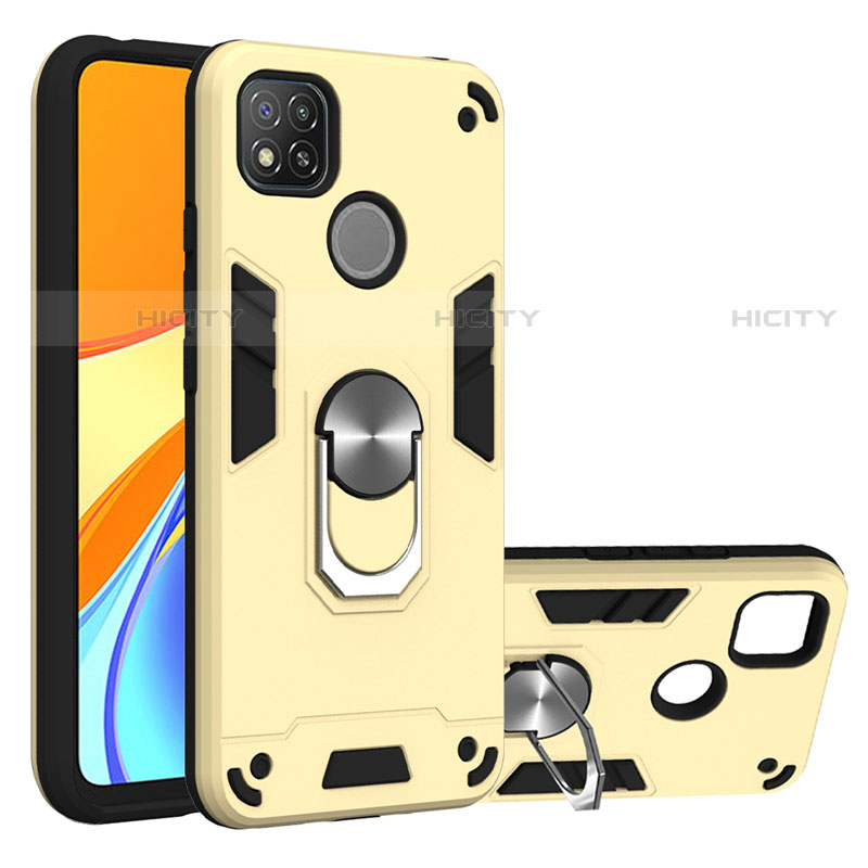 Custodia Silicone e Plastica Opaca Cover con Magnetico Anello Supporto S01 per Xiaomi Redmi 9 India