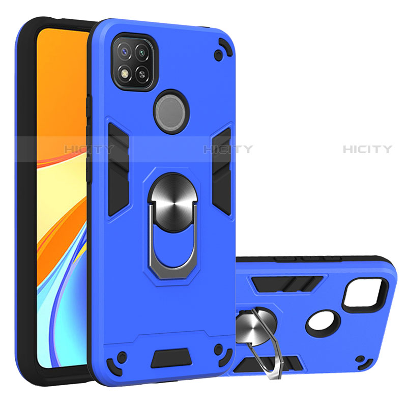 Custodia Silicone e Plastica Opaca Cover con Magnetico Anello Supporto S01 per Xiaomi Redmi 9 India