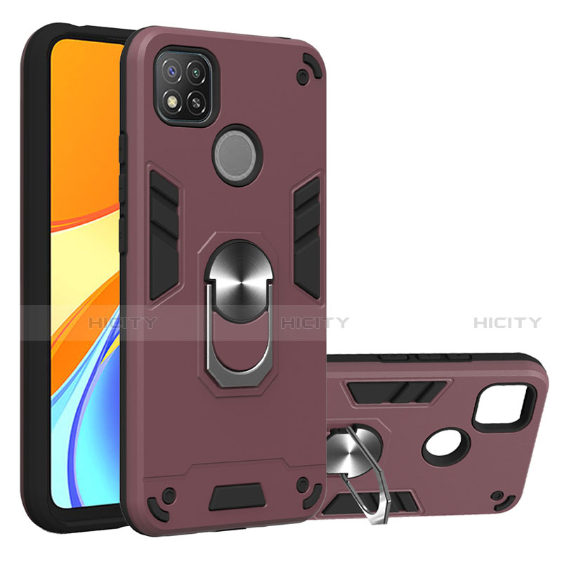 Custodia Silicone e Plastica Opaca Cover con Magnetico Anello Supporto S01 per Xiaomi Redmi 9 India