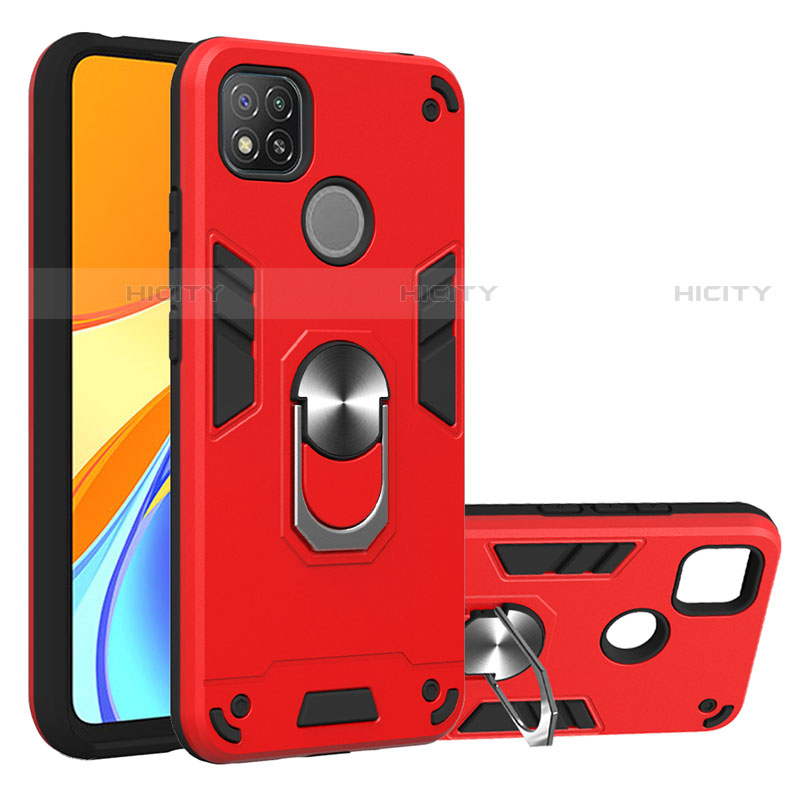 Custodia Silicone e Plastica Opaca Cover con Magnetico Anello Supporto S01 per Xiaomi Redmi 9C