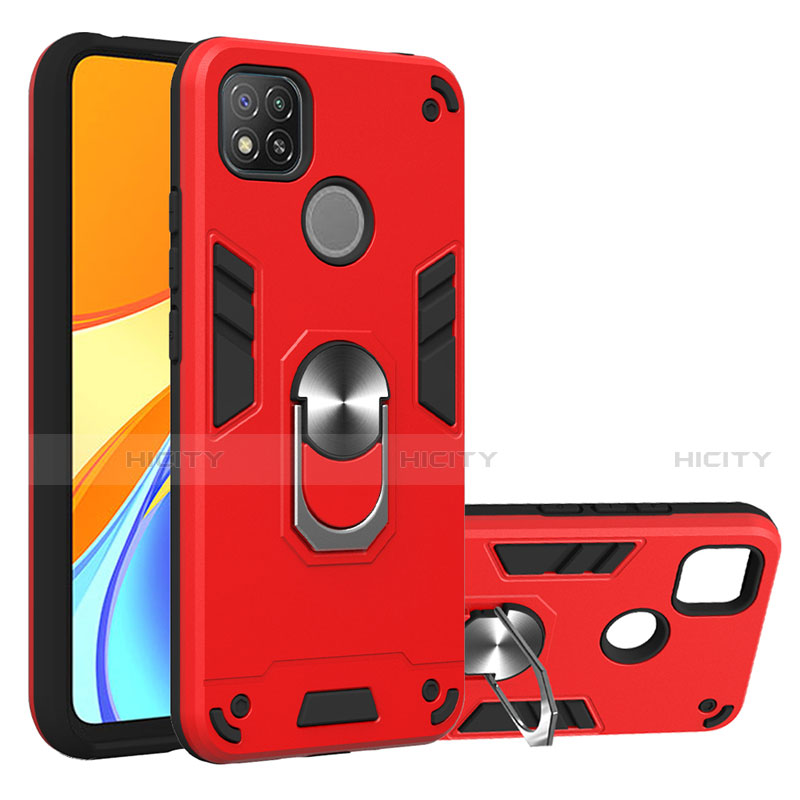 Custodia Silicone e Plastica Opaca Cover con Magnetico Anello Supporto S01 per Xiaomi Redmi 9C NFC