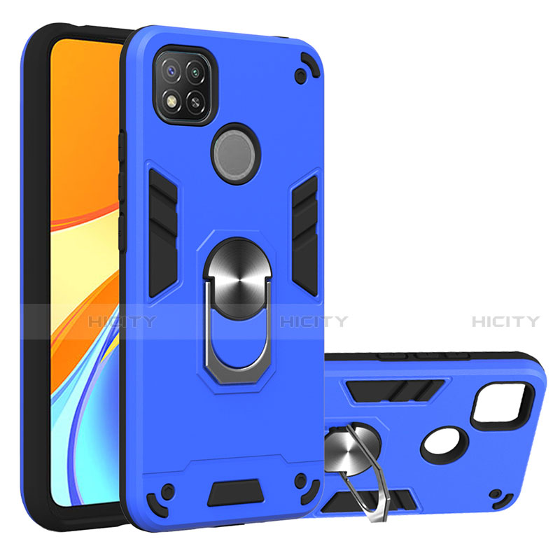 Custodia Silicone e Plastica Opaca Cover con Magnetico Anello Supporto S01 per Xiaomi Redmi 9C NFC