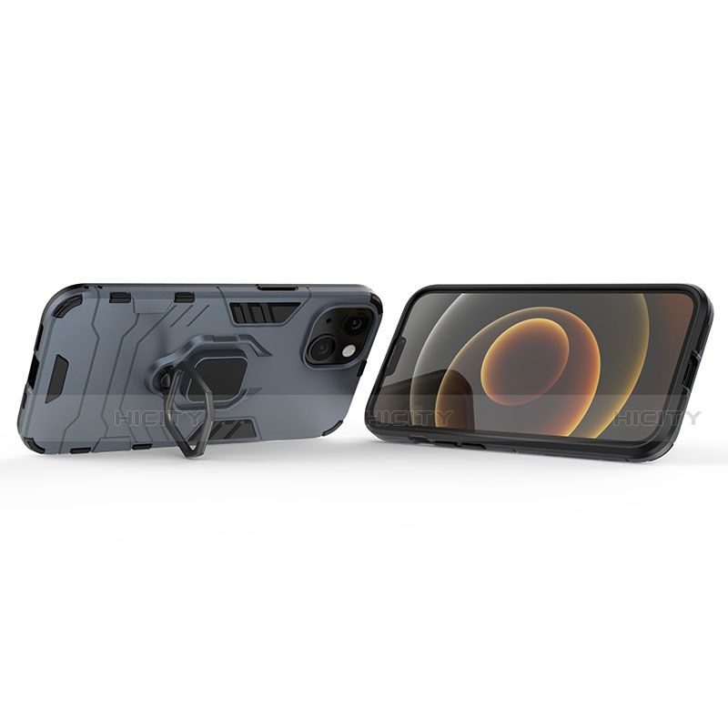Custodia Silicone e Plastica Opaca Cover con Magnetico Anello Supporto S02 per Apple iPhone 14 Plus