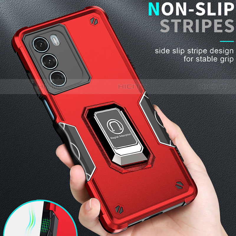 Custodia Silicone e Plastica Opaca Cover con Magnetico Anello Supporto S02 per Motorola Moto Edge S30 5G