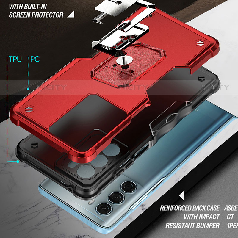 Custodia Silicone e Plastica Opaca Cover con Magnetico Anello Supporto S02 per Motorola Moto Edge S30 5G