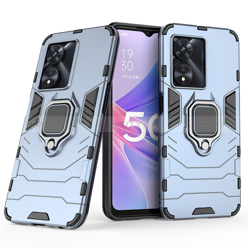 Custodia Silicone e Plastica Opaca Cover con Magnetico Anello Supporto S02 per Oppo A1 Pro 5G