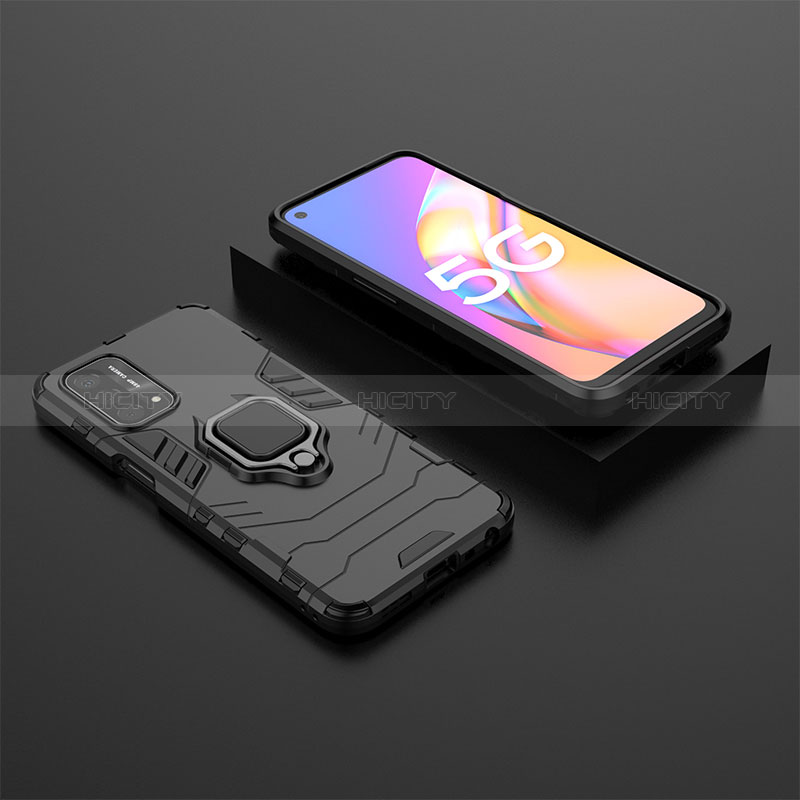 Custodia Silicone e Plastica Opaca Cover con Magnetico Anello Supporto S02 per Oppo A74 5G