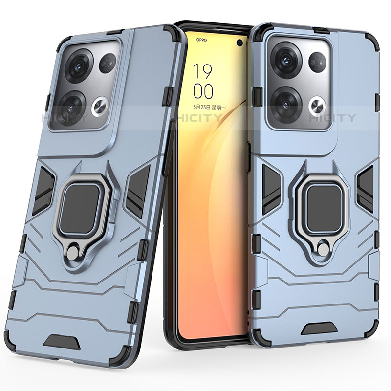 Custodia Silicone e Plastica Opaca Cover con Magnetico Anello Supporto S02 per Oppo Reno8 Pro 5G