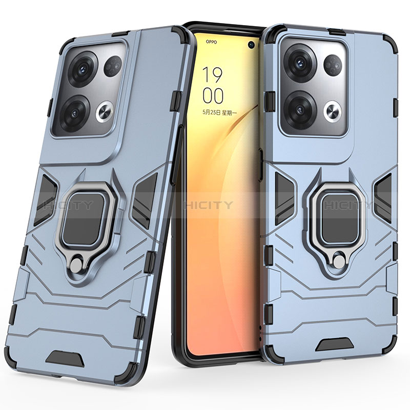 Custodia Silicone e Plastica Opaca Cover con Magnetico Anello Supporto S02 per Oppo Reno9 Pro+ Plus 5G