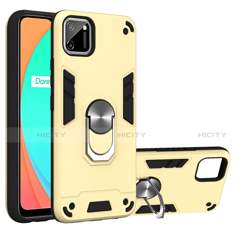 Custodia Silicone e Plastica Opaca Cover con Magnetico Anello Supporto S02 per Realme C11