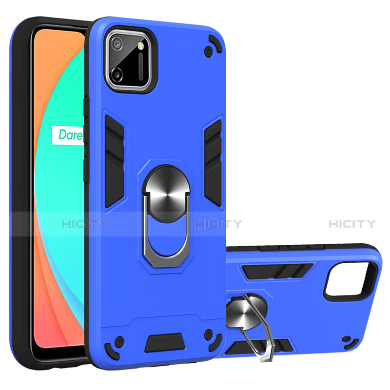 Custodia Silicone e Plastica Opaca Cover con Magnetico Anello Supporto S02 per Realme C11