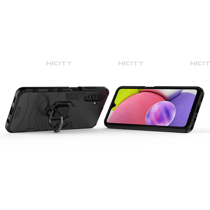 Custodia Silicone e Plastica Opaca Cover con Magnetico Anello Supporto S02 per Samsung Galaxy A04s