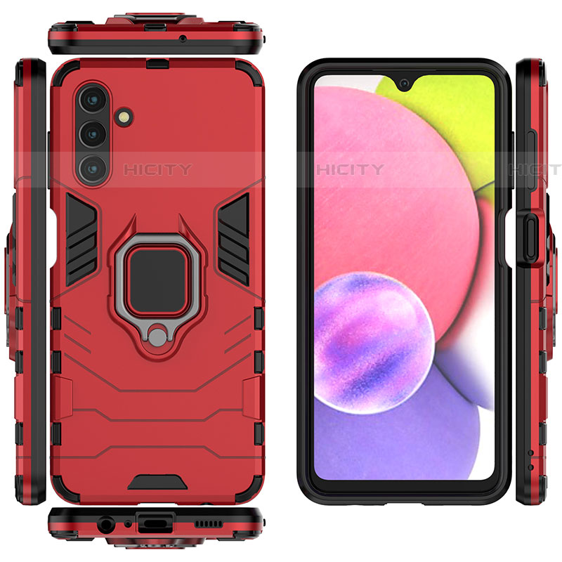 Custodia Silicone e Plastica Opaca Cover con Magnetico Anello Supporto S02 per Samsung Galaxy A04s